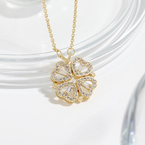 Two piece heart-shaped flower pendant necklace